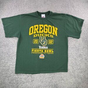 VTG Y2K Oregon Ducks 2002 Tostitos Fiesta Bowl TShirt Mens XL Green Joy Athletic